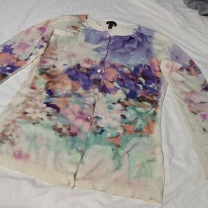 Escada Cashmere & Silk Floral Cardigan- Small